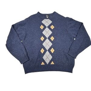 Jos A Bank Men's Lambswool Blend Crewneck Sweater Size L Preppy Argyle Golf